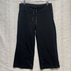 Lululemon Relaxed Fit Crop II Black Pants Size 8/10 Mid-Rise Drawstring Yoga